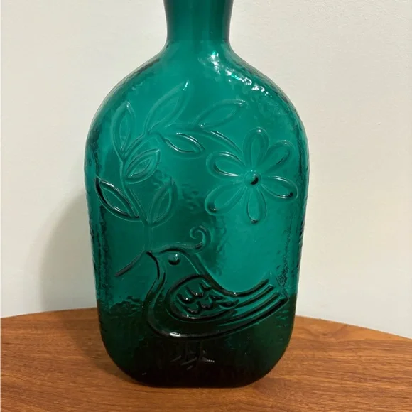 Teal Embossed Glass Vase - Picture 8 of 8